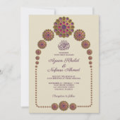 エレガント&フローラ幾何学的パタ結婚ーン 招待状 (正面)