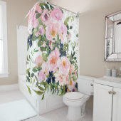 エレガント、フローラ、ヴィンテージ、ピンクと白 シャワーカーテン (インサイチュ)