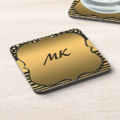 エレガント&ブスタイリッシュラックと金ゴールドのパタモノグラムのーン コースター (左側)