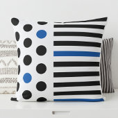エレガント、ブモダンラックとブルーのストライプ水玉模様 クッション
