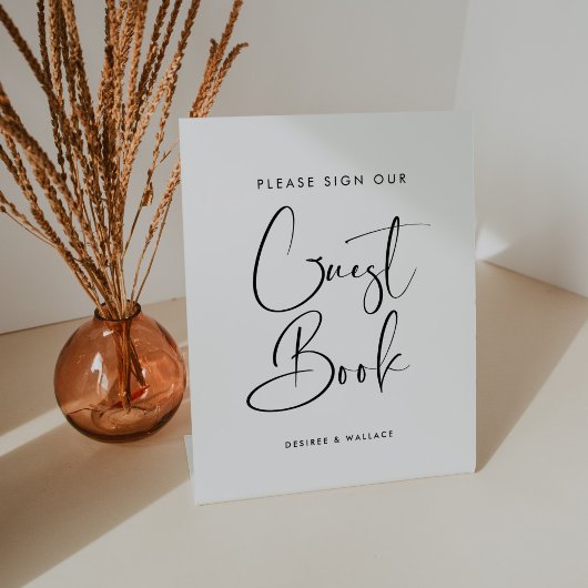 エレガント&ブモダンラックとホワイトゲストブック 台座サイン