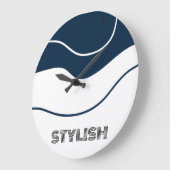 エレガント&ブモダンルー&ホワイト ラージ壁時計 (傾斜)