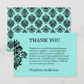 エレガント ブライド & コー ダマスク ブライズシャワー ティール サンキューカード (正面/裏面)