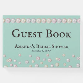 エレガント ブライド & コー ティールブルー パール ブライダルシャワー ゲストブック
