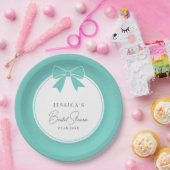 エレガント ブライド & コー ティール ブルー リボン  ブライズシャワー ペーパープレート (パーティー)