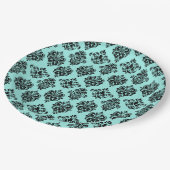 エレガント ブライド & Co. ダマスク ブライダル シャワー ティール ペーパープレート (アングル)