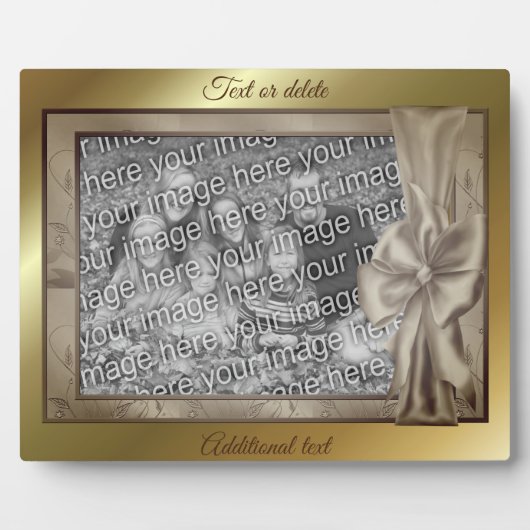 エレガント ブラウン サテン リボン オリジナル フォトを作成 フォトプラーク (正面)