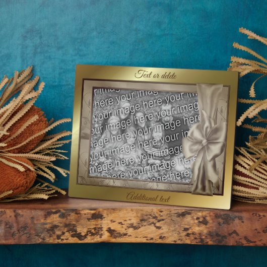 エレガント ブラウン サテン リボン オリジナル フォトを作成 フォトプラーク (側面)