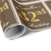 エレガント、ブラウン、フェイク金ゴールド32番目の誕生日+名前 ラッピングペーパー (ロールコーナー)