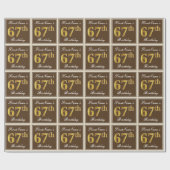 エレガント、ブラウン、フェイク金ゴールド67番目の誕生日+名前 ラッピングペーパー (フラット)
