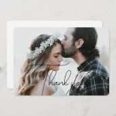 エレガント&ブラックモダンスクリプトありがとうフォトカード サンキューカード (正面/裏面)