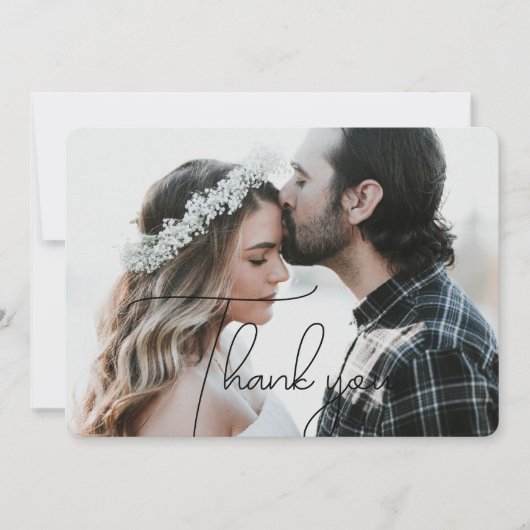 エレガント&ブラックモダンスクリプトありがとうフォトカード サンキューカード (正面)