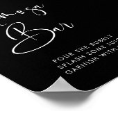 エレガント&ブラックモダンミモサバー標識 ポスター (角)