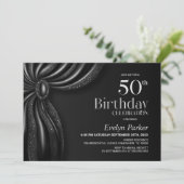 エレガント ブラック カーテン 50歳の誕生日パーティー 招待状 (スタンド正面)