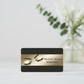 エレガント、ブラック、ゴールドのまつげ、メイクアップアーティスト 名刺 (スタンド正面)