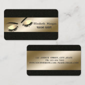 エレガント、ブラック、ゴールドのまつげ、メイクアップアーティスト 名刺 (正面/裏面)