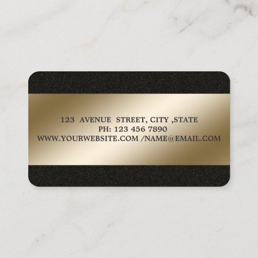 エレガント、ブラック、ゴールドのまつげ、メイクアップアーティスト 名刺 (裏面)