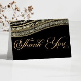 エレガント ブラック ゴールド アゲート アニバーサリー パーティー サンキューカード