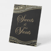 エレガント ブラック ゴールド アゲート スイーツ＆トリーツ 台座サイン (正面)