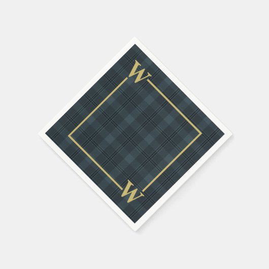 エレガント ブラック ゴールド ウィンドウペイン プライド モノグラム スタンダードカクテルナプキン (角)