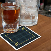 エレガント ブラック ゴールド ウィンドウペイン プライド モノグラム スタンダードカクテルナプキン