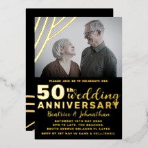 エレガント ブラック&ゴールド 50周年結婚記念