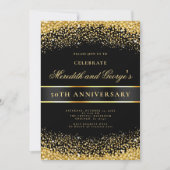 エレガント ブラック ゴールド 50周年 ゴールデン アニバーサリー パーティー 招待状 (正面)