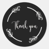 エレガント ブラック サンクス スクリプト ステッカー (正面)