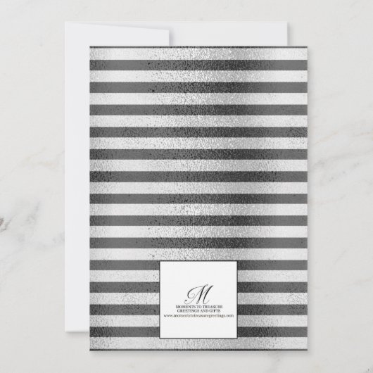 エレガント ブラック シルバー 25周年結婚記念日 招待状 (裏面)