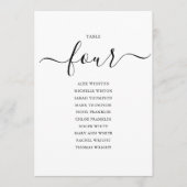 エレガント ブラック スクリプト テーブル ナンバー 4 席次表 招待状 (正面)