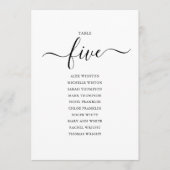 エレガント ブラック スクリプト テーブル ナンバー 5 席次表 招待状 (正面)
