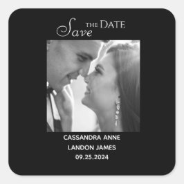 エレガント ブラック フォト チック スタイリッシュ タイポグラフィ スクエアシール