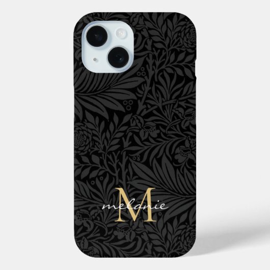 エレガント ブラック フラワー スクリプト モノグラム Case-Mate iPhoneケース (裏面)