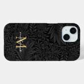 エレガント ブラック フラワー スクリプト モノグラム Case-Mate iPhoneケース (裏面 (横))
