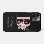 エレガント ブラック フローラル モノグラム Case-Mate iPhoneケース (裏面(横))