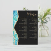 エレガント ブラック ブルー グリッター ウォーターカラー レストラン メニュー (スタンド正面)