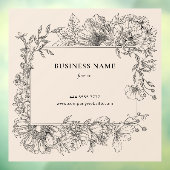 エレガント ブラック ベージュ フローラル ボーダー ネイル ヘア サロン ウィンドウサイン (シート3)