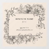 エレガント ブラック ベージュ フローラル ボーダー ネイル ヘア サロン ウィンドウサイン (シート)