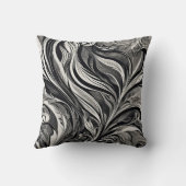 エレガント - ブラック&ホワイト アブストラクト フロー クッション (裏面)