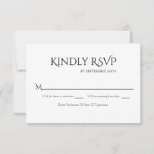 エレガント ブラック ホワイト ウェディング RSVP カード (正面)