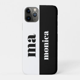 エレガント ブラック&ホワイト スクリプト モノグラムイニシャル iPhone 11 PROケース