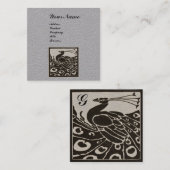 エレガント ブラック ホワイト ペコック モノグラム グレー 紙 スクエア名刺 (正面/裏面)
