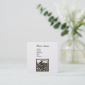 エレガント ブラック ホワイト ペコック モノグラム パール スクエア名刺 (スタンド正面)