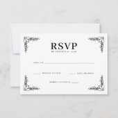 エレガント ブラック ボタニカル RSVP (正面)
