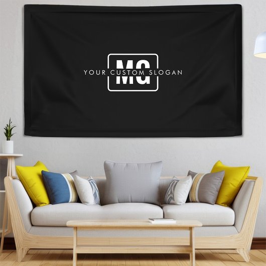 エレガント ブラック モノグラム ブランディング イベント パーソナライズド 横断幕