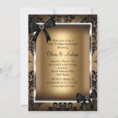 エレガント ブラック リボン & ダマスク ゴールド 50周年記念 2 招待状 (裏面)