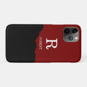 エレガント ブラック&レッド カスタムイニシャル 名前 Case-Mate iPhoneケース (裏面(横))