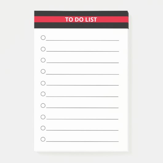 エレガント ブラック レッド パーソナライズド タスク リスト ポストイット (正面)