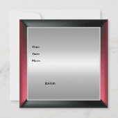 エレガント ブラック レッド ピンク パール ジュエル 誕生日 シルバー 招待状 (裏面)