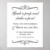 エレガント ブラック 小道具を取って ウェディング フォトブース ポスター (正面)